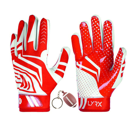 LYRX Professional Football Receiver Gloves with Optimal Silicone Palm Non-Slip Grip Control Ultra-Stick Sports Lightweight Glove and Precision Fit Youth | Adult