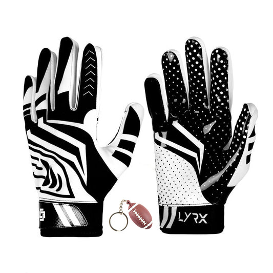 LYRX Professional Football Receiver Gloves with Optimal Silicone Palm Non-Slip Grip Control Ultra-Stick Sports Lightweight Glove and Precision Fit Youth | Adult