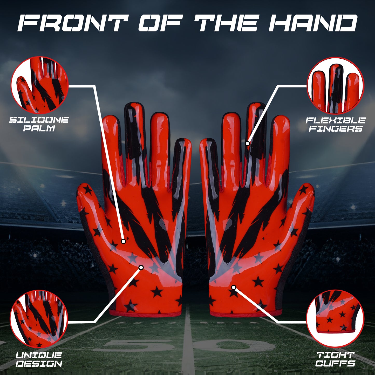 LYRX Kids Football Receiver Gloves: Elevate Your Game with Sticky Wide Performance! Designed for Kids - Experience Comfort and Flexibility with Stretch Fit