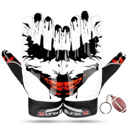 LYRX Professional Football Receiver Gloves with Optimal Silicone Palm Non-Slip Grip Control Ultra-Stick Sports Lightweight Glove and Precision Fit Youth | Adult