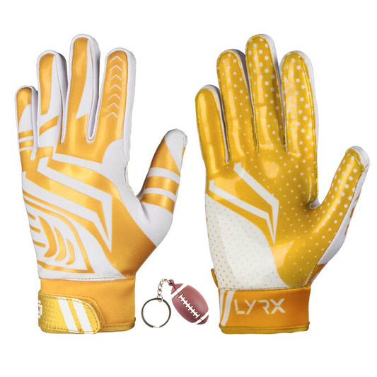 LYRX Professional Football Receiver Gloves with Optimal Silicone Palm Non-Slip Grip Control Ultra-Stick Sports Lightweight Glove and Precision Fit Youth | Adult