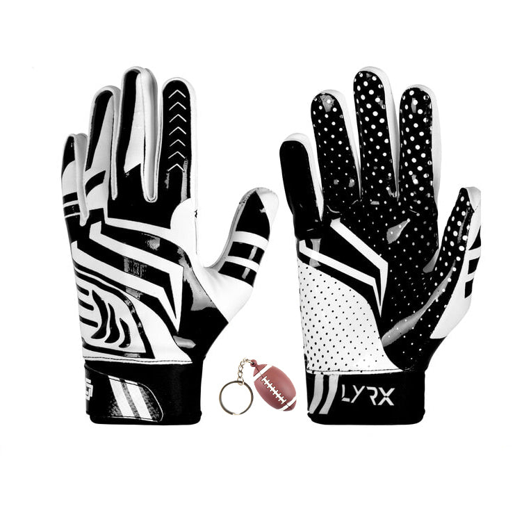 LYRX Professional Football Receiver Gloves with Optimal Silicone Palm Non-Slip Grip Control Ultra-Stick Sports Lightweight Glove and Precision Fit Youth | Adult