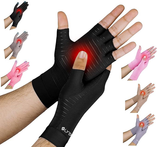 LYRX Arthritis Gloves, Anti-Slip for Women & Men, Typing and Fit for Carpal Tunnel Pain Relief Fingerless & Full Finger Glove