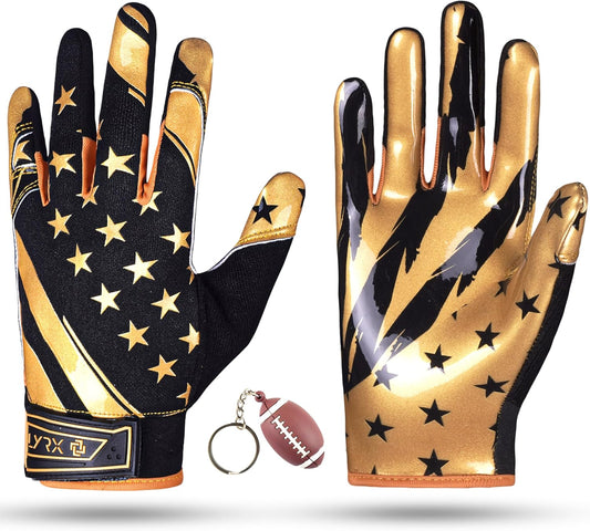 LYRX Kids Football Receiver Gloves: Elevate Your Game with Sticky Wide Performance! Designed for Kids - Experience Comfort and Flexibility with Stretch Fit