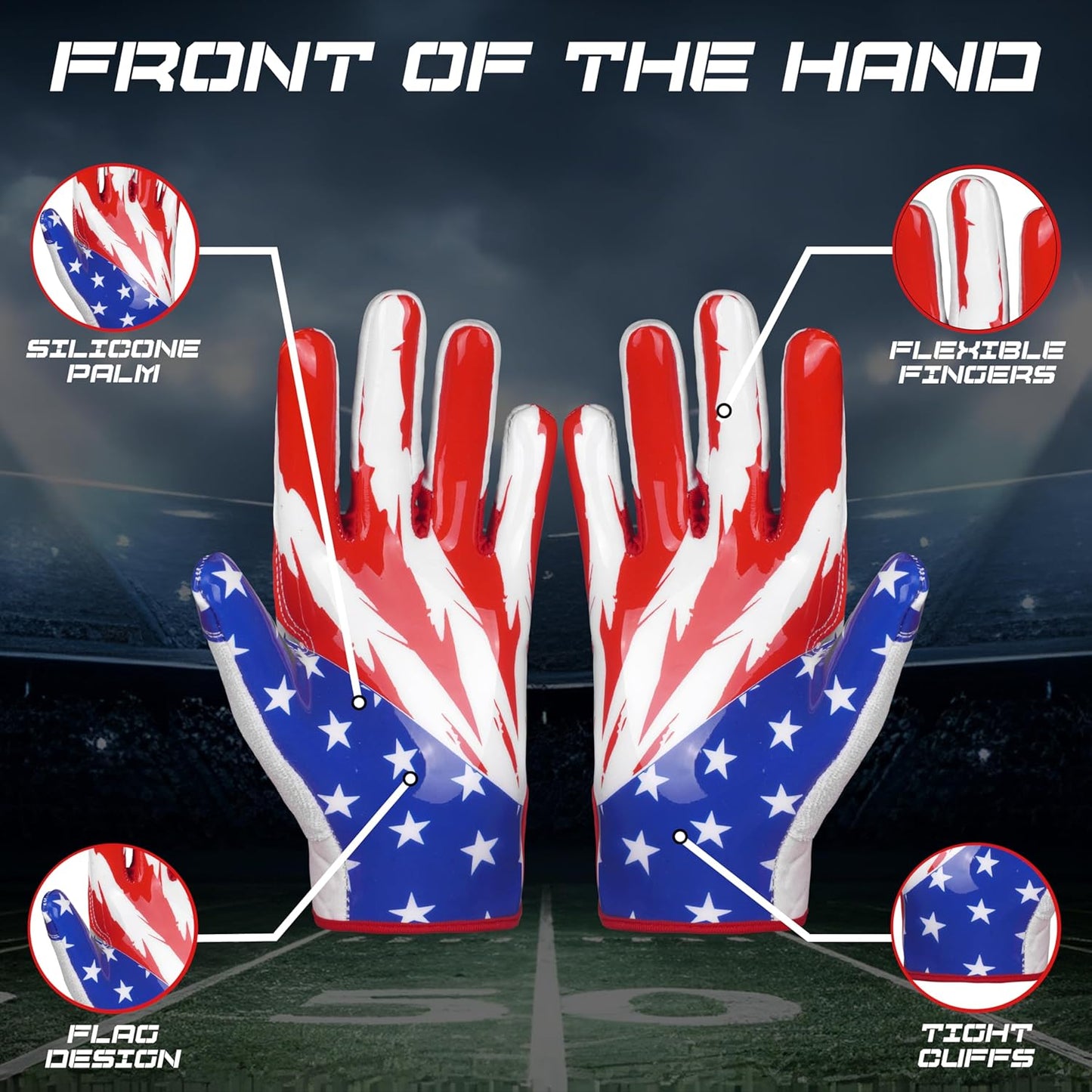 LYRX Kids Football Receiver Gloves: Elevate Your Game with Sticky Wide Performance! Designed for Kids - Experience Comfort and Flexibility with Stretch Fit