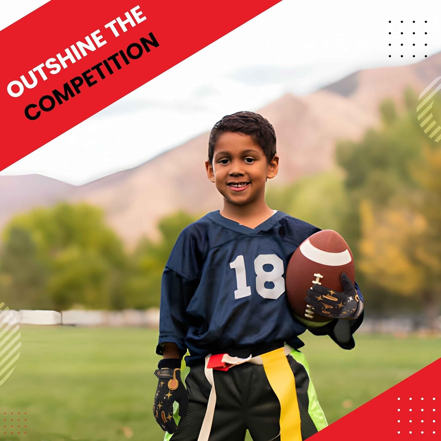 LYRX Kids Football Receiver Gloves: Elevate Your Game with Sticky Wide Performance! Designed for Kids - Experience Comfort and Flexibility with Stretch Fit