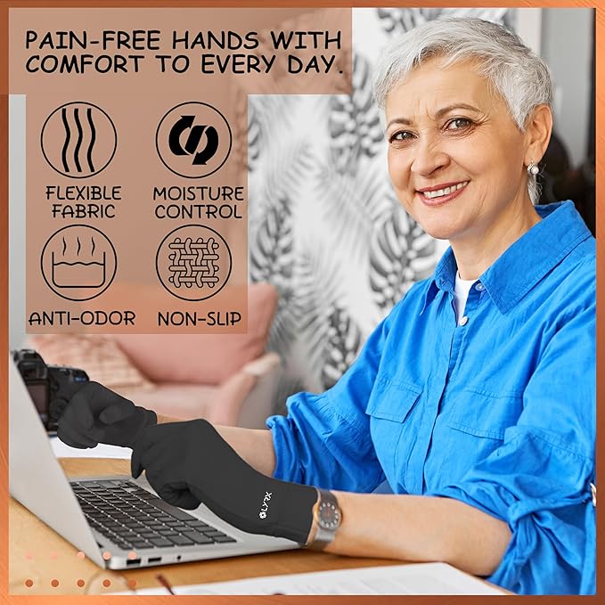 LYRX Arthritis Gloves, Anti-Slip for Women & Men, Typing and Fit for Carpal Tunnel Pain Relief Fingerless & Full Finger Glove