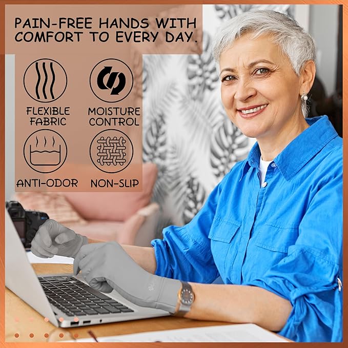 LYRX Arthritis Gloves, Anti-Slip for Women & Men, Typing and Fit for Carpal Tunnel Pain Relief Fingerless & Full Finger Glove