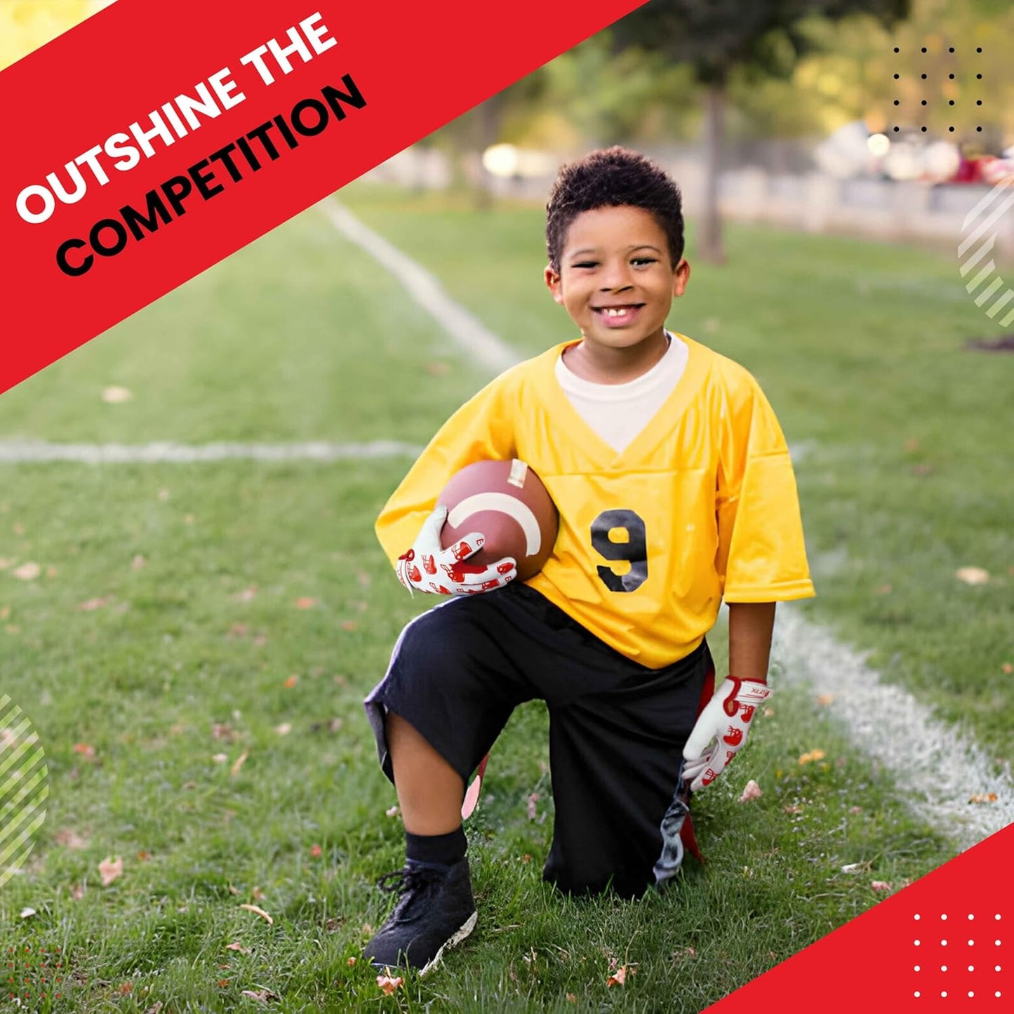 LYRX Kids Football Receiver Gloves: Elevate Your Game with Sticky Wide Performance! Designed for Kids - Experience Comfort and Flexibility with Stretch Fit