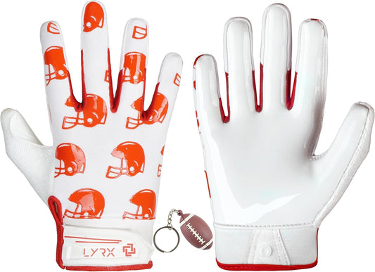 LYRX Kids Football Receiver Gloves: Elevate Your Game with Sticky Wide Performance! Designed for Kids - Experience Comfort and Flexibility with Stretch Fit