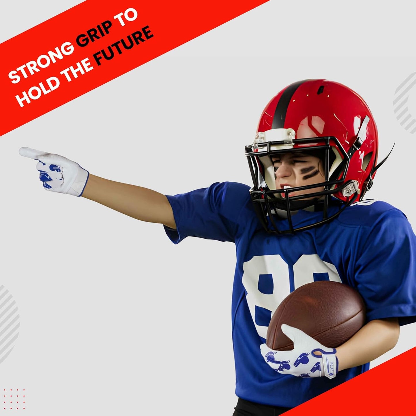 LYRX Kids Football Receiver Gloves: Elevate Your Game with Sticky Wide Performance! Designed for Kids - Experience Comfort and Flexibility with Stretch Fit