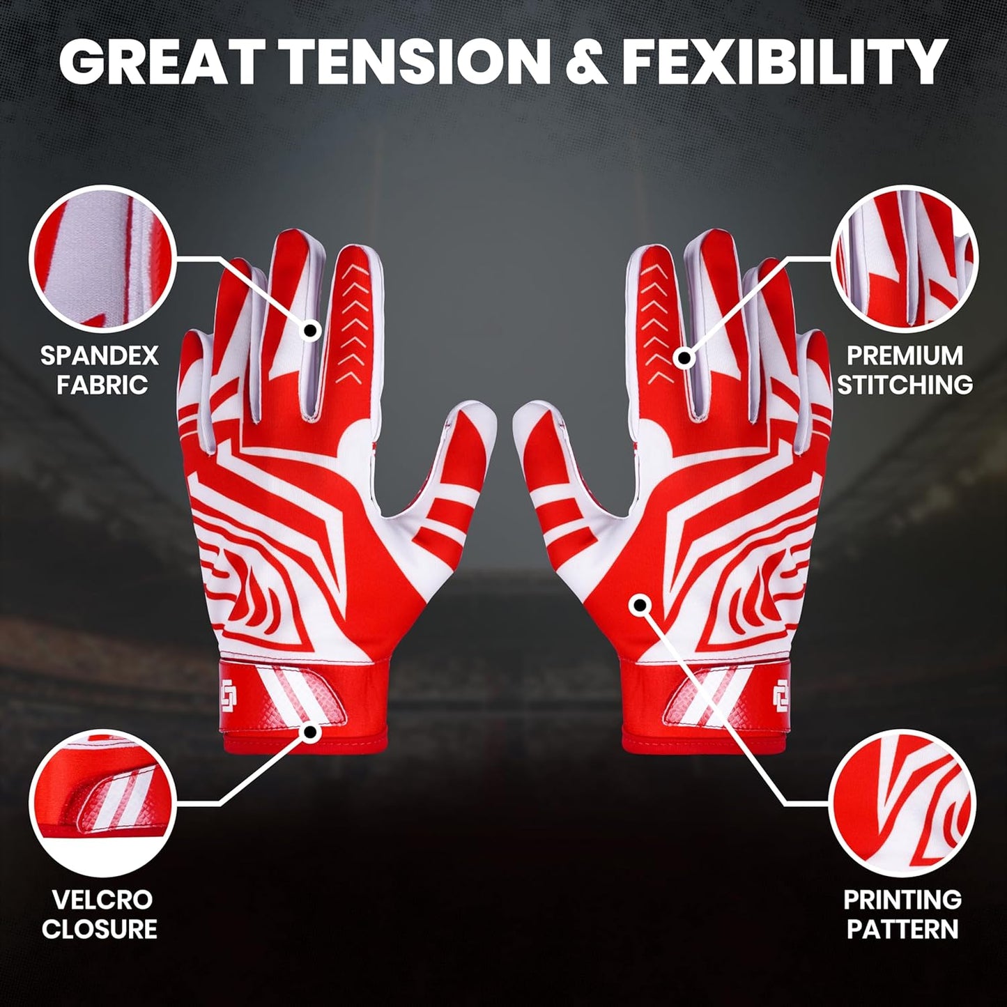 LYRX Professional Football Receiver Gloves with Optimal Silicone Palm Non-Slip Grip Control Ultra-Stick Sports Lightweight Glove and Precision Fit Youth | Adult