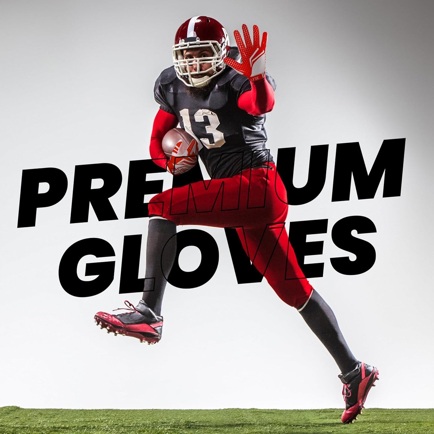 LYRX Professional Football Receiver Gloves with Optimal Silicone Palm Non-Slip Grip Control Ultra-Stick Sports Lightweight Glove and Precision Fit Youth | Adult